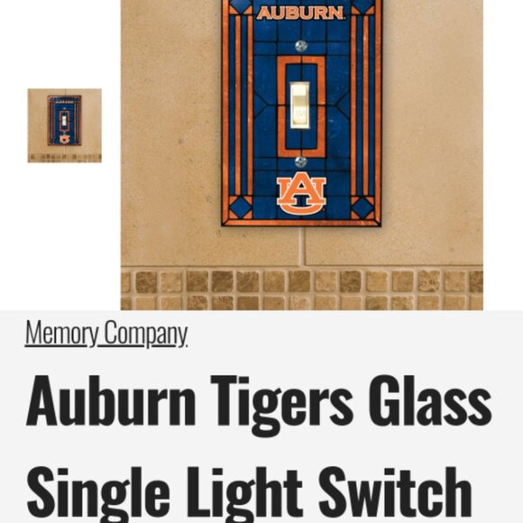 The Memory Company Other - Auburn Tigers Glass Single Light Switch Plate Cover